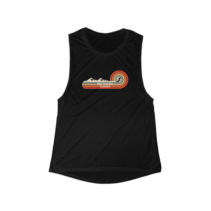 Retro Design Half Moon Bay Women's Flowy Scoop Muscle Tank