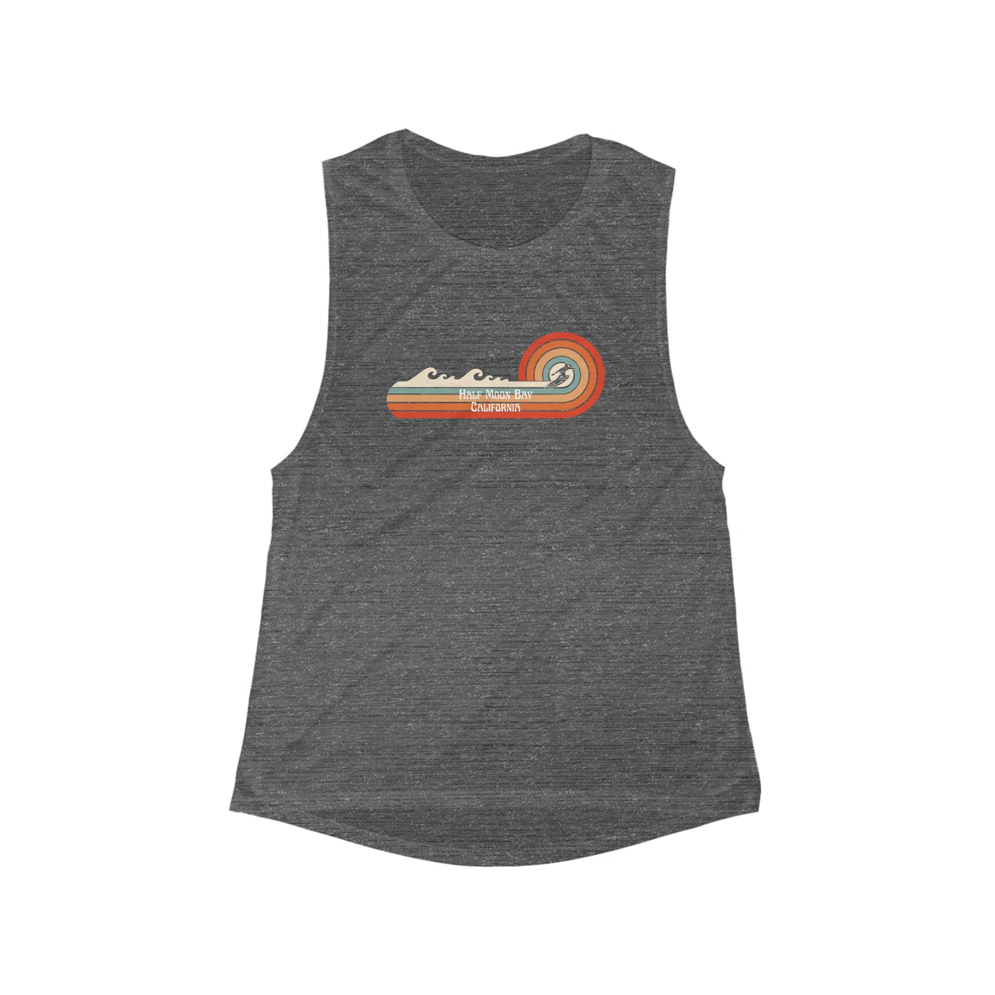 Retro Design Half Moon Bay Women's Flowy Scoop Muscle Tank