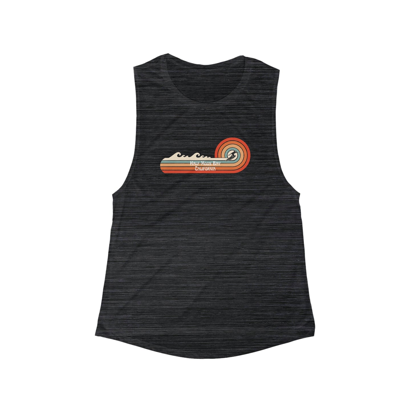 Retro Design Half Moon Bay Women's Flowy Scoop Muscle Tank